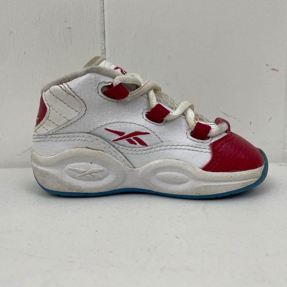 Reebok Question Mid White Red AR1859 Toddler Size 5C Allen Iverson AI - Picture 6 of 8